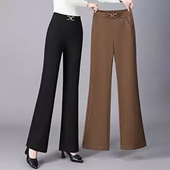 Весенние и летние брюки с высокой талией для женщин, новый стиль, свободные узкие расклешенные универсальные повседневные брюки M