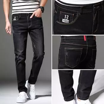 Весенние и летние модели, эластичные мужские джинсы, тонкая мужская одежда, повседневные мужские брюки Wild Feet 32 светло-синий