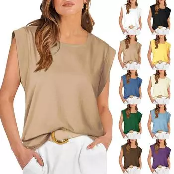 Весенние и летние модели с квадратным вырезом, свободные футболки с короткими рукавами, полосатые топы, женские жилеты XXL белый