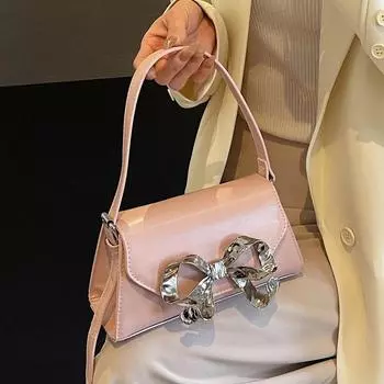 Весенние и летние модные сумки через плечо с бантом для женщин, роскошные дизайнерские однотонные сумки из искусственной кожи через плечо