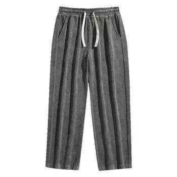 Весенние и летние мужские брюки больших размеров, свободные повседневные спортивные брюки, модные прямые спортивные брюки XXXXXXXXL чёрный