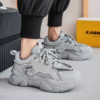 Весенние и летние мужские сетчатые туфли на толстой подошве - это модная, дышащая и не имеющая запаха спортивная обувь, модная повседневная обувь для молодых мужчин. 39