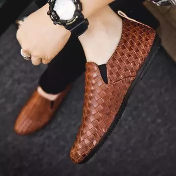 Весенние и летние мужские туфли, туфли-бобовые, повседневная обувь в корейском стиле, мужская кожаная обувь, ленивые люди, лоферы One Step On 39