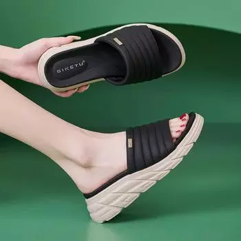 Весенние и летние новые классные тапочки на толстой подошве легкие нескользящие удобные повседневные женские туфли 35 розовый