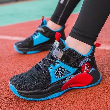 Весенние и летние новые сетчатые одноклассники для мальчиков, дышащие детские баскетбольные кроссовки с плетеным ворсом, кроссовки для бега для студентов, нескользящие и износостойкие 31 (spot)