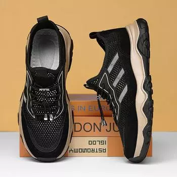 Весенние и летние новые сетчатые туфли для мужчин, летняя новая дышащая полая мягкая подошва, спортивная обувь для активного отдыха, походная обувь 39 хаки