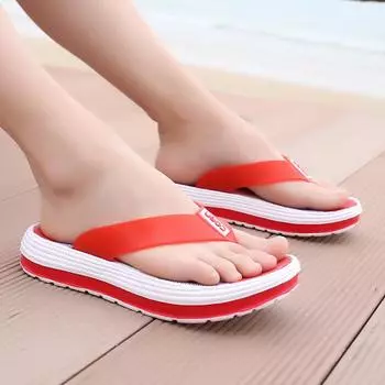 Весенние и летние пляжные тапочки женские повседневные массажные прочные шлепанцы пляжные сандалии женские туфли на танкетке полосатые женские комнатные тапочки 36 розовый