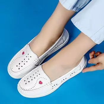 Весенние и летние повседневные белые туфли на толстой подошве с воздушной подушкой для медсестер 34 синий/белый