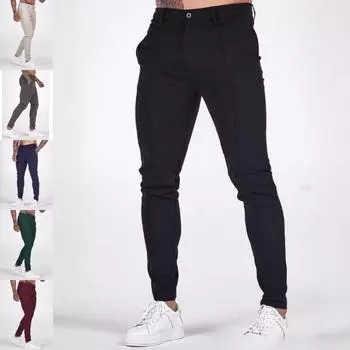 Весенние и летние повседневные брюки мужские уличные узкие брюки прямые спортивные брюки XXXL чёрный