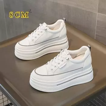 Весенние и летние повседневные кроссовки на танкетке высотой 8 см с толстой подошвой и внутренней частью, увеличивающей высоту, со шнуровкой, женские одинарные туфли 40 чёрный