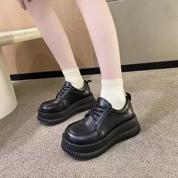 Весенние и летние повседневные лоферы на толстой подошве в британском стиле для женщин 35 белый