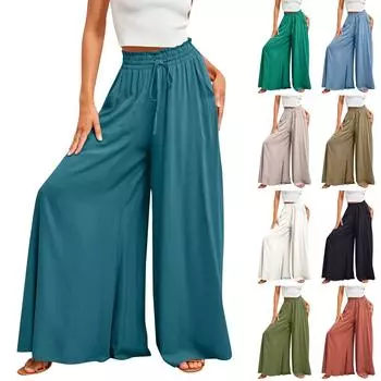 Весенние и летние повседневные широкие брюки, популярные свободные повседневные модные брюки для женщин L