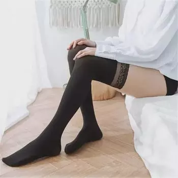 «Весенние и летние противоскользящие силиконовые чулки выше колена для красивых ног» чёрный