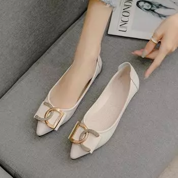 Весенние и летние рабочие лоферы с острым носком и плоской подошвой для женщин 34 чёрный