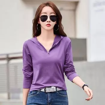 Весенние и летние рубашки-нижние модные и повседневные топы с капюшоном, модные футболки и одежда с длинными рукавами на молнии L белый