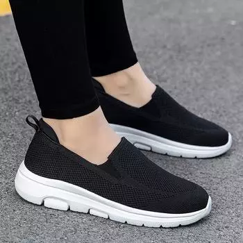 Весенние и летние сетчатые нескользящие прогулочные туфли со стременами, легкие, мягкие, повседневные женские туфли 41 чёрный