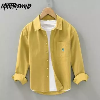 Весна и лето свежие новые мужские рубашки повседневные 100 хлопок рубашка с длинным рукавом вышивка дизайнерские мужские топы корейский стиль мужская одежда молодежная M зелёный