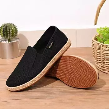 Весенние и летние тканевые туфли мужские старые Пекинские тканевые туфли одинарные мужские рабочие туфли для вождения мужские черные тканевые туфли альпинистские туфли нескользящие labo 38