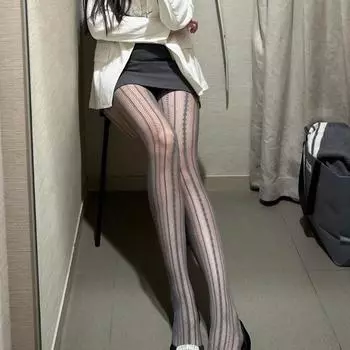 Весенние и летние тонкие полосатые колготки с вырезами, новые сексуальные чулки с вертикальной жаккардовой сеткой, тонкие кружевные чулки с вырезами average size 80-140