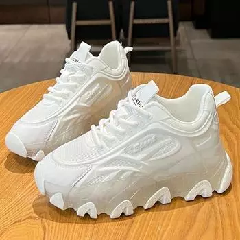 Весенние и летние туфли для папы, женские розовые новые туфли на платформе с тонкой дышащей сеткой, повседневные белые туфли 35 розовый