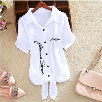 Весенние и летние женские белые рубашки женские студенческие рубашки топы больших размеров XS белый