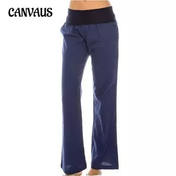 Весенние и летние женские брюки, однотонные хлопковые и льняные свободные модные повседневные широкие брюки S белый