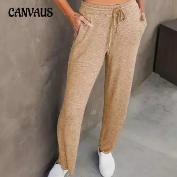 Весенние и летние женские брюки, простые повседневные брюки с высокой талией и свободной завязкой S светло-серый