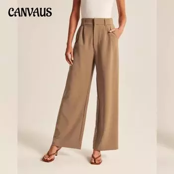 Весенние и летние женские брюки с драпировкой, тонкие однотонные брюки с высокой талией и широкими штанинами, повседневные костюмные брюки XS