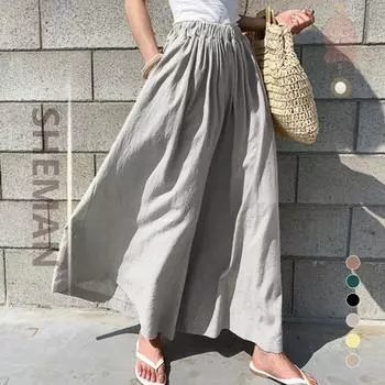 Весенние и летние женские модные однотонные хлопковые широкие брюки повседневные брюки брюки для женщин Free Size хаки