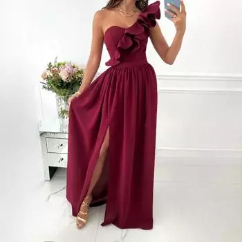 Весенние и летние женские платья без рукавов с оборками и разрезами по низу S белый