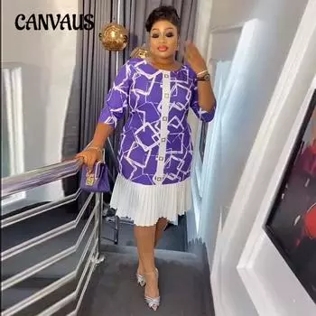 Весенние и летние женские платья больших размеров, шифоновые платья с принтом, платья трапециевидной формы