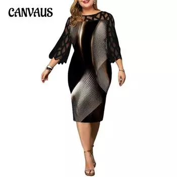 Весенние и летние женские платья с принтом и кружевными платьями больших размеров L