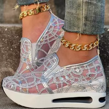 Весенние и летние женские туфли больших размеров с однотонным повседневным рукавом и каблуком, увеличивающим внутреннюю высоту, с резинкой, женские туфли-моно 42