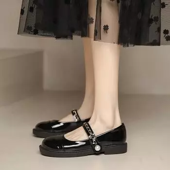Весенние и летние женские туфли Мэри Джейн на плоской подошве Корейские туфли Нежные маленькие ароматные туфли в стиле Хепберн Маленькие кожаные туфли Французские однобортные туфли для женщин 35