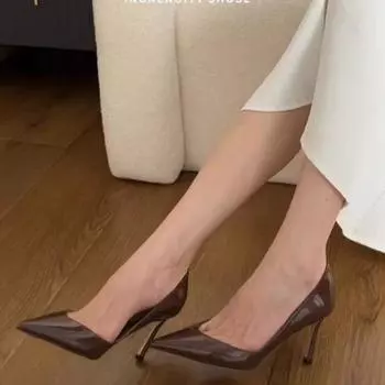 Весенние и летние женские туфли на высоком каблуке, новые лакированные кожаные модные туфли с острым носком, тонкие туфли на высоком каблуке, сексуальные и универсальные женские туфли на высоком каблуке 35