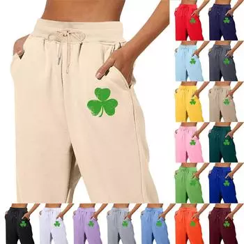 Весенние и однотонные принтованные модные женские повседневные брюки с карманами и шнурком XXL красный