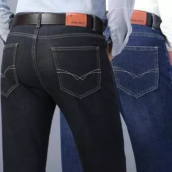 Весенние и осенние эластичные джинсы мужские свободные прямые брюки мужские износостойкие и универсальные рабочие и досуговые строительные брюки 28