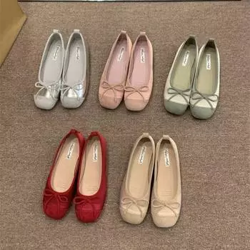 Весенние и осенние балетки. Женская обувь. Повседневная обувь на плоской подошве. Женские однотонные нескользящие лоферы с круглым носком. Модные туфли для медсестер. 35 серебряный