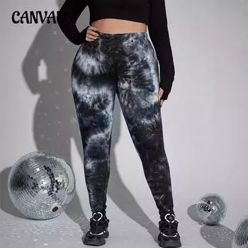 Весенние и осенние брюки с принтом тай-дай, модные облегающие брюки больших размеров для женщин 0XL