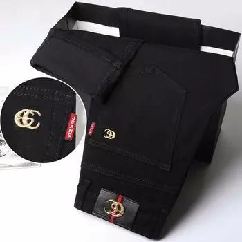 Весенние и осенние черные эластичные джинсы мужские облегающие маленькие прямые брюки качественные большие повседневные мужские брюки 28