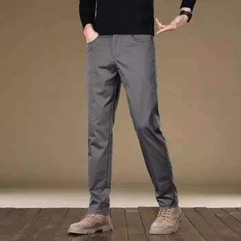 Весенние и осенние деловые повседневные брюки для мужчин, не мнется и эластичные прямые брюки для мужчин, удобные и облегающие длинные брюки 29 хаки