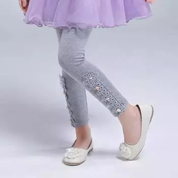 Весенние и осенние хлопковые штаны для девочек, однотонные утягивающие верхние брюки 150