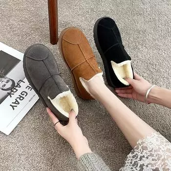 Весенние и осенние хлопковые туфли для женщин, утолщенный бархат для тепла, универсальные зимние ботинки, женские хлопковые туфли One Step 41 чёрный
