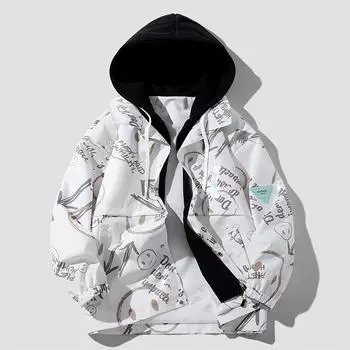 Весенние и осенние каникулы, две большие универсальные куртки, дышащая куртка с капюшоном, модная куртка M белый