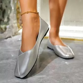 Весенние и осенние клетчатые туфли на плоской подошве из искусственной кожи для женщин, мягкая подошва, простой деловой дизайн, подходит для поездок на работу и обратно 35 золотой