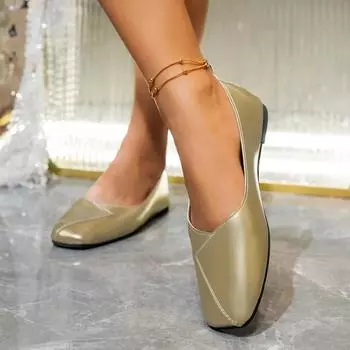 Весенние и осенние клетчатые туфли на плоской подошве из искусственной кожи для женщин, мягкая подошва, простой деловой дизайн, подходит для поездок на работу и обратно 35 золотой