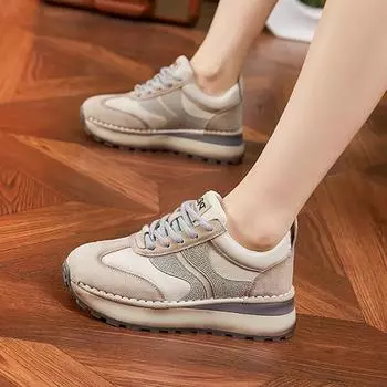 Весенние и осенние кожаные кроссовки на шнуровке разных цветов для женщин, для отдыха и спорта, мягкая дышащая подошва, повседневная спортивная обувь 40 красный