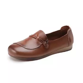 Весенние и осенние кожаные туфли для среднего возраста, удобные повседневные туфли на плоской подошве для женщин и пожилых людей, кожаные туфли с подошвой из сухожилий EU40/CN41 чёрный