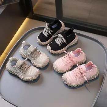 Весенние и осенние кроссовки для мальчиков и девочек с мягкой износостойкой подошвой и дышащей сетчатой поверхностью 21 розовый