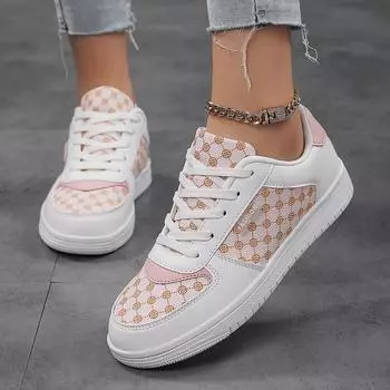 Весенние и осенние кроссовки для сноуборда, женская спортивная обувь для студентов, корейская версия, удобная, износостойкая и дышащая, трендовая обувь в шахматном стиле 36